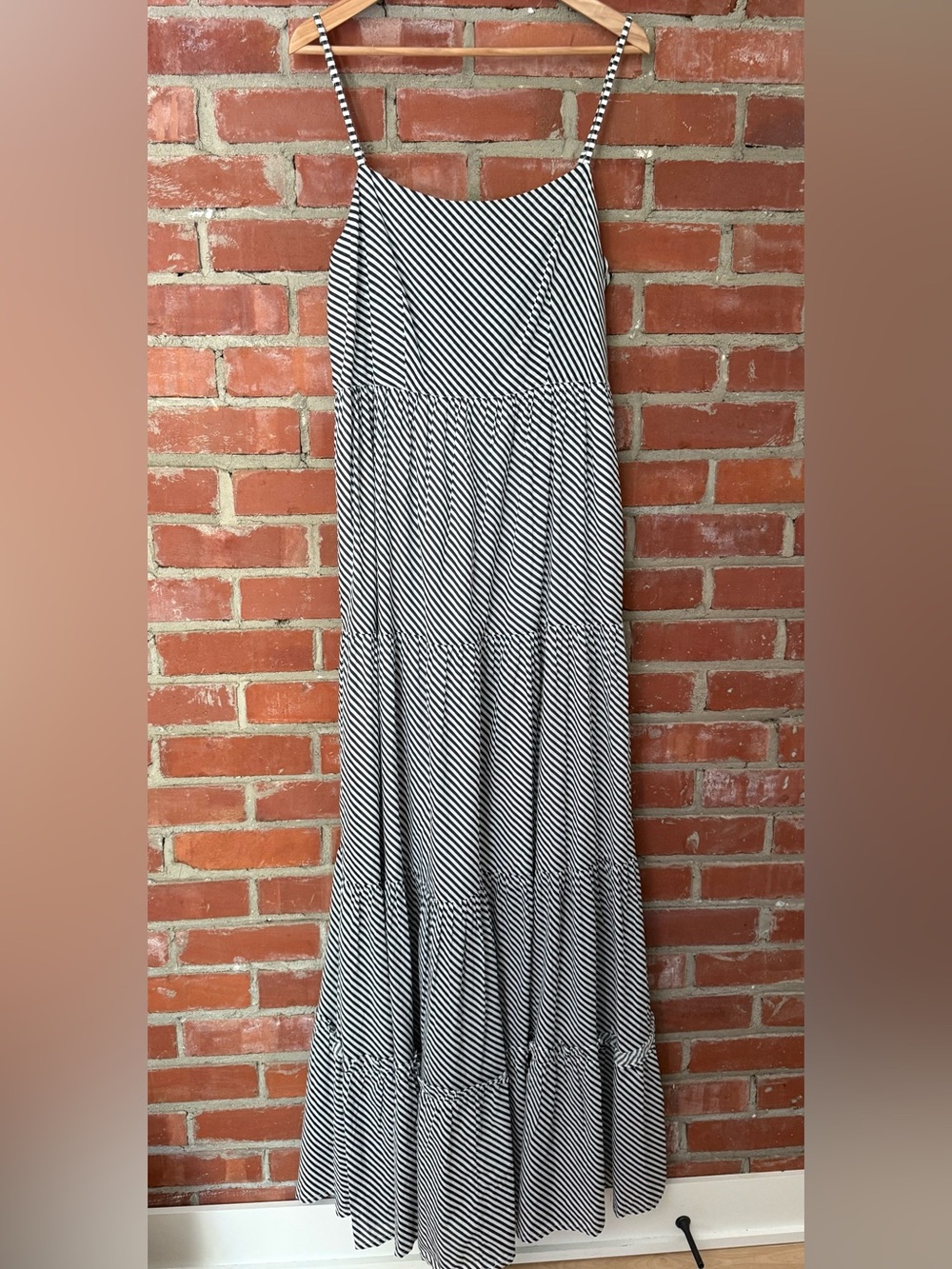 **TALL** Extra Long Black and White Spaghetti Strap Maxi Dress